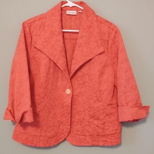 ERIN LONDON Orange Textured Patterned Blazer Jacket Size Large